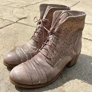 [8.5] Felmini Designer Real Leather Heeled Boot Made In Portugal Tan Brown